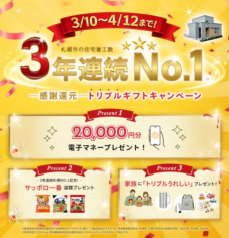 3/10〜4/12まで 感謝還元トリプルギフトキャンペーン