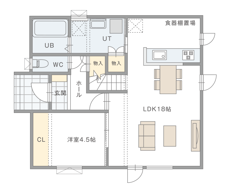 図：HC36-1W 1Fの間取り図