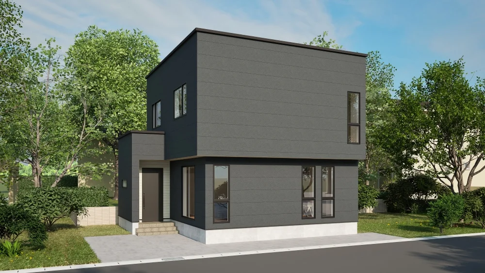 北区北24条西｜重厚な黒が映える、スクエアな美しさ｜モデルハウス【予約制】